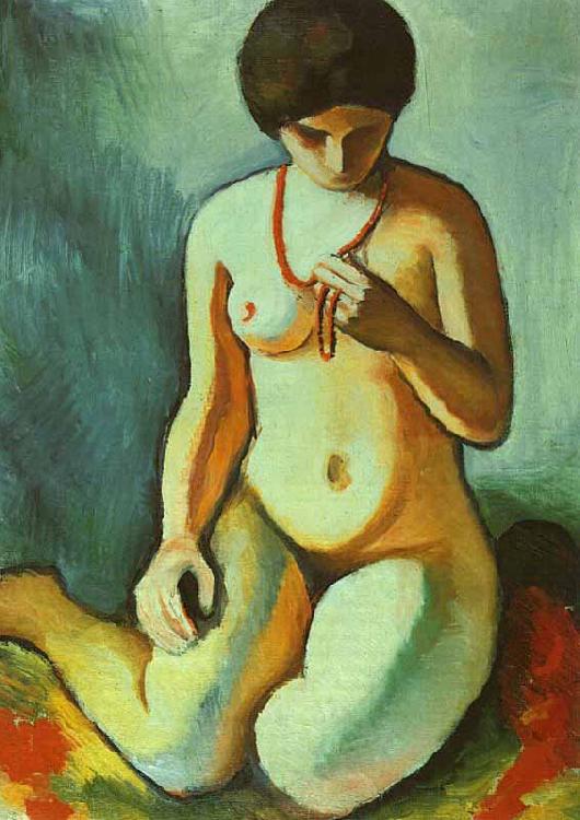 August Macke Nude with Coral Necklace France oil painting art